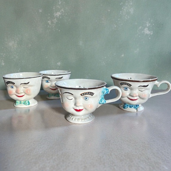 Vintage Baileys Mug Yum Mrs & Mr Blue Bow Winking Limited Edition Set Of 5 1996 - Picture 4 of 12